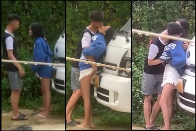 Full 40p Quay lén 2 cháu Hsinh đứng hôn hít bóp vú móc lol vờn nhau cả tiếng